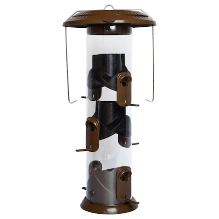 Natures Way Nature's Way Funnel Flip-Top Wild Bird and Finch 6 lb Metal/Plastic Tube Bird Feeder 6 ports WMFFB-19